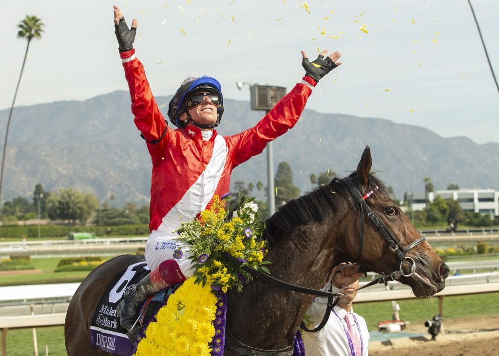 Inspiral winning at the Breeders' Cup world horse racing championships