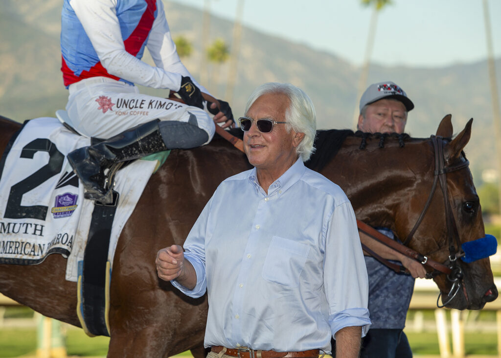 Bob Baffert with Muth in horse racing action