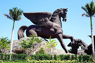 Statue of Pegasus outside of horse racing track Gulfstream Park