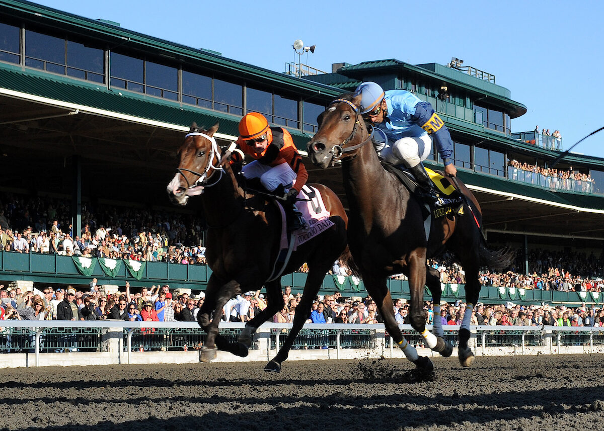 Thoroughbred horse racing at Keeneland in Kentucky