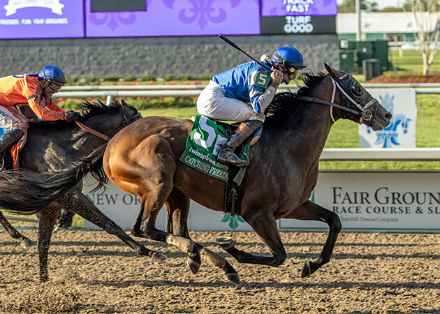 Catching Freedom winning the Louisiana Derby at Fair Grounds