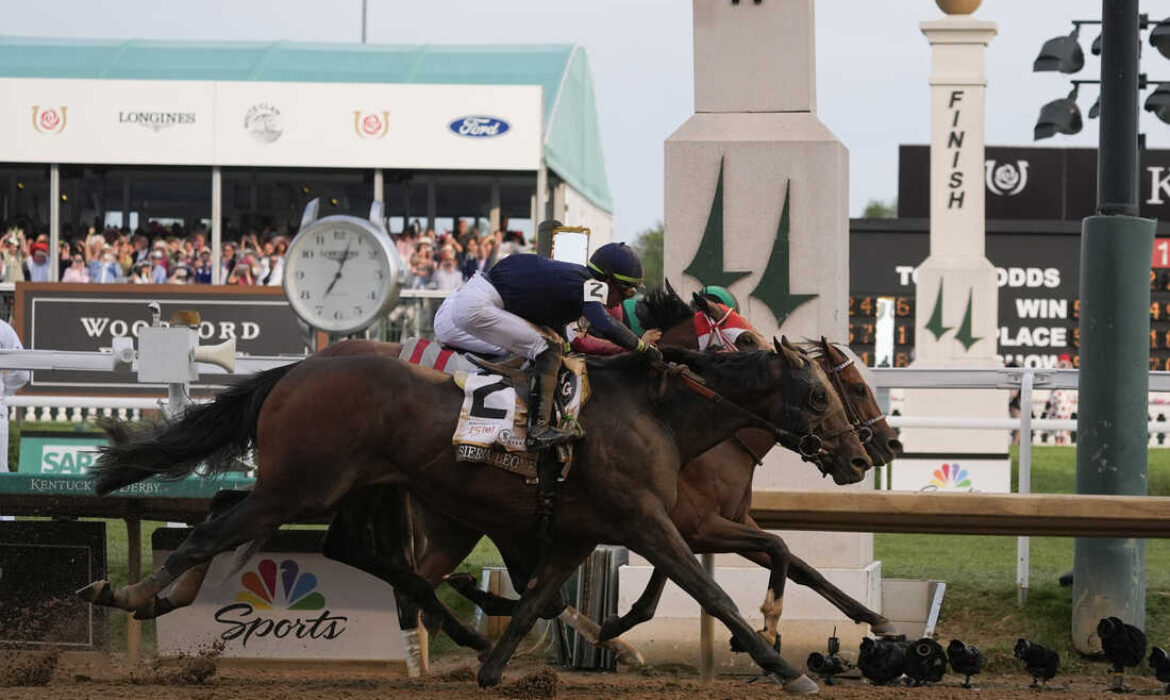 Mystik Dan edging out the win in the 150th Kentucky Derby