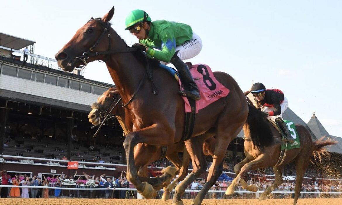 Mo Plex winning the Sanford Stakes at Saratoga