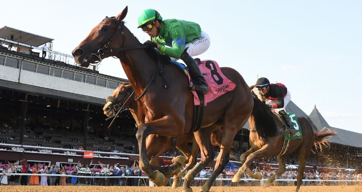 Mo Plex winning the Sanford Stakes at Saratoga